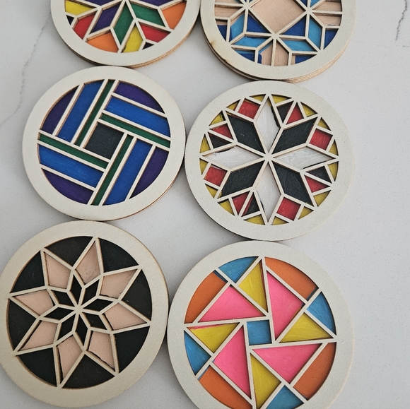 Colorful Geometric Coasters Set - Picture 3 of 6